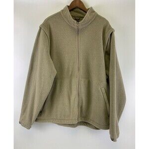 BOGO Cabelas Fleece Full Zip Jacket Removable Sleeves Vest Tan Zip Pockets 2XL